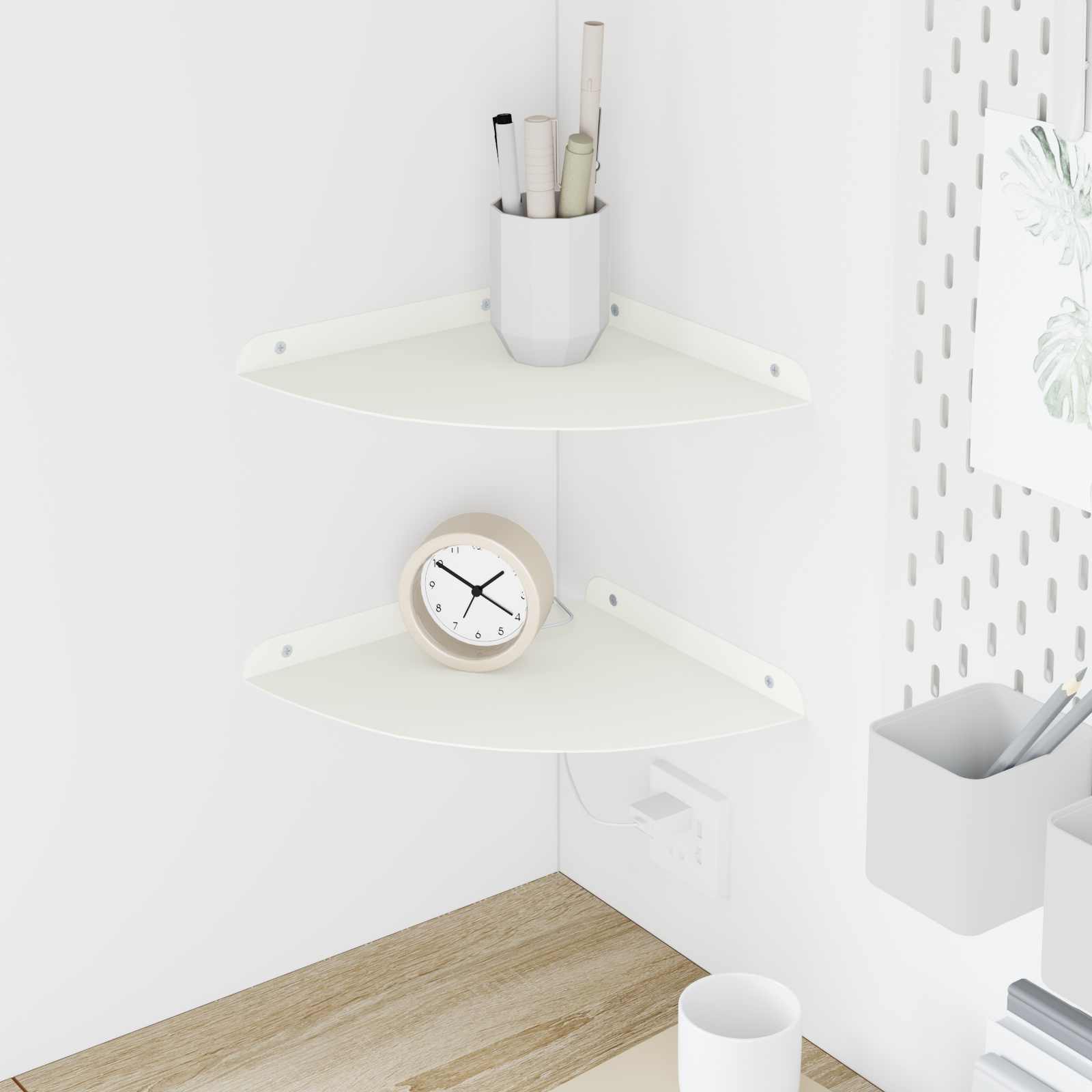 Svævende hylde med hylde 2 pcs Hvid 24 x 24 x 2 cm