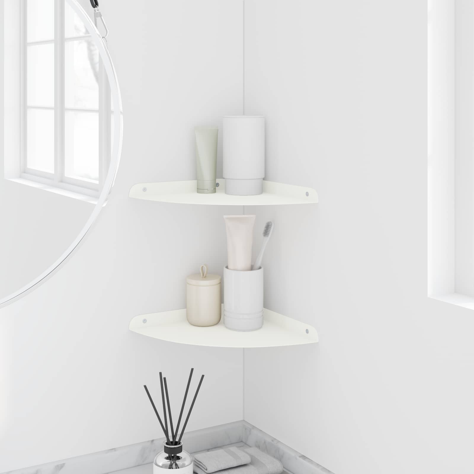 Svævende hylde med hylde 2 pcs Hvid 24 x 24 x 2 cm