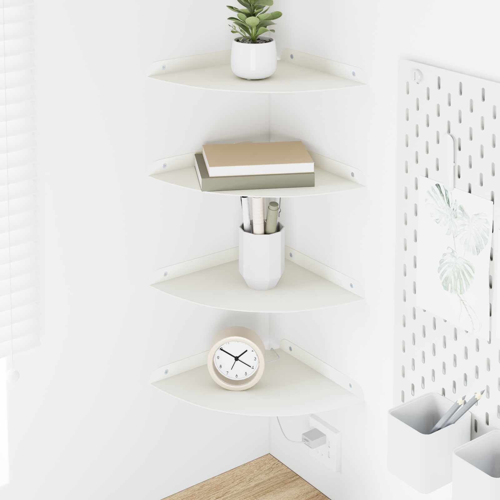Svævende hylde med hylde 4 pcs Hvid 24 x 24 x 2 cm