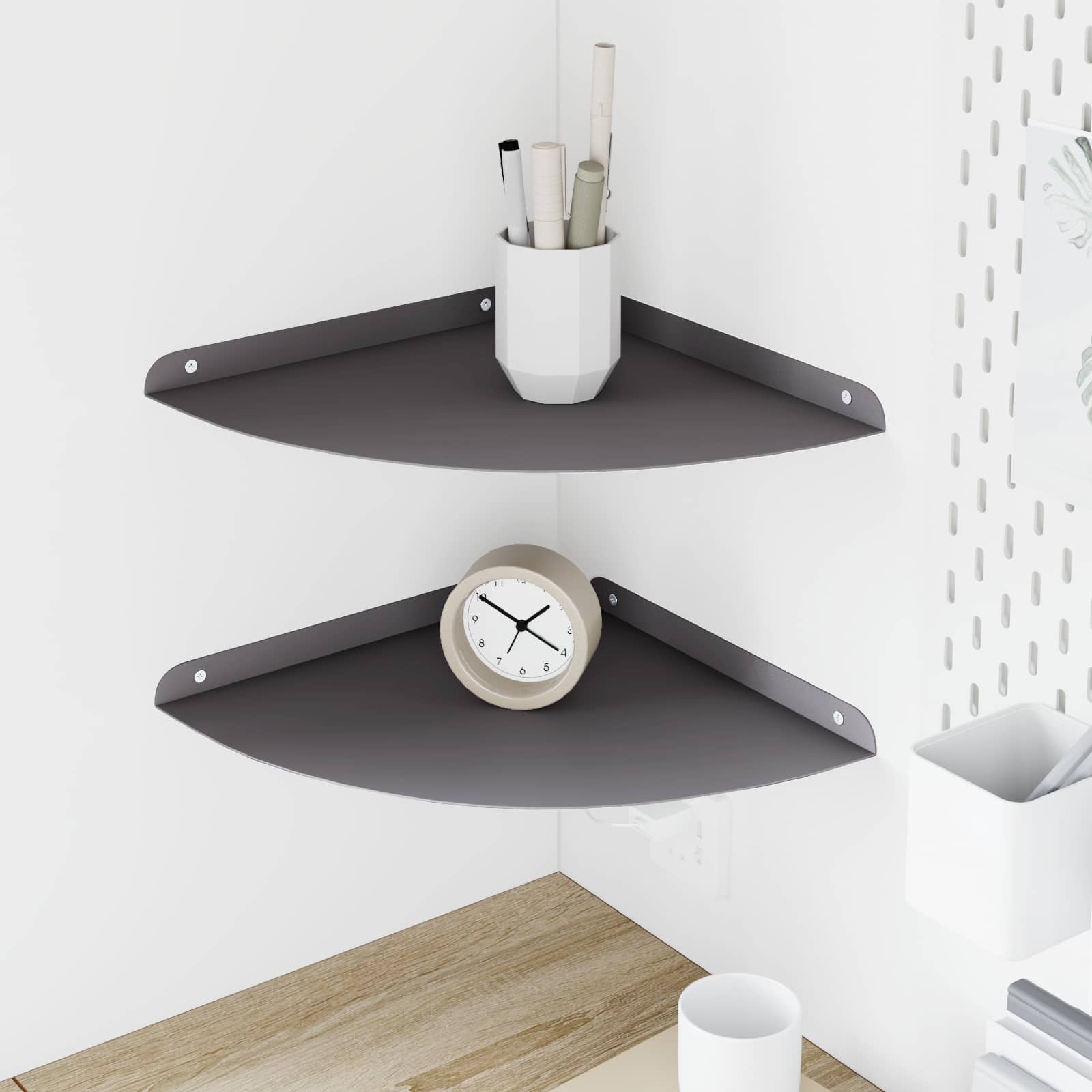 Hjørne Flydende Hylde med hylde 2 pcs Sort 30 x 30 x 2 cm