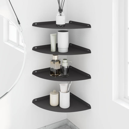Svævende hylde med hylde 4 pcs Sort 30 x 30 x 2 cm