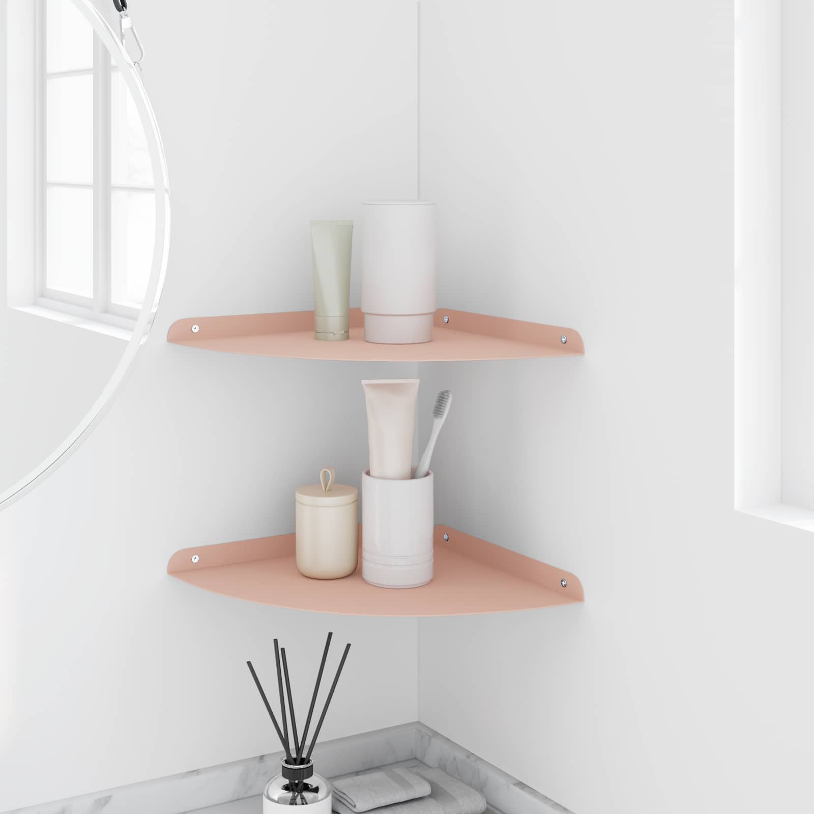 Svævende hylde med hylde 2 pcs Lyserød 30 x 30 x 2 cm