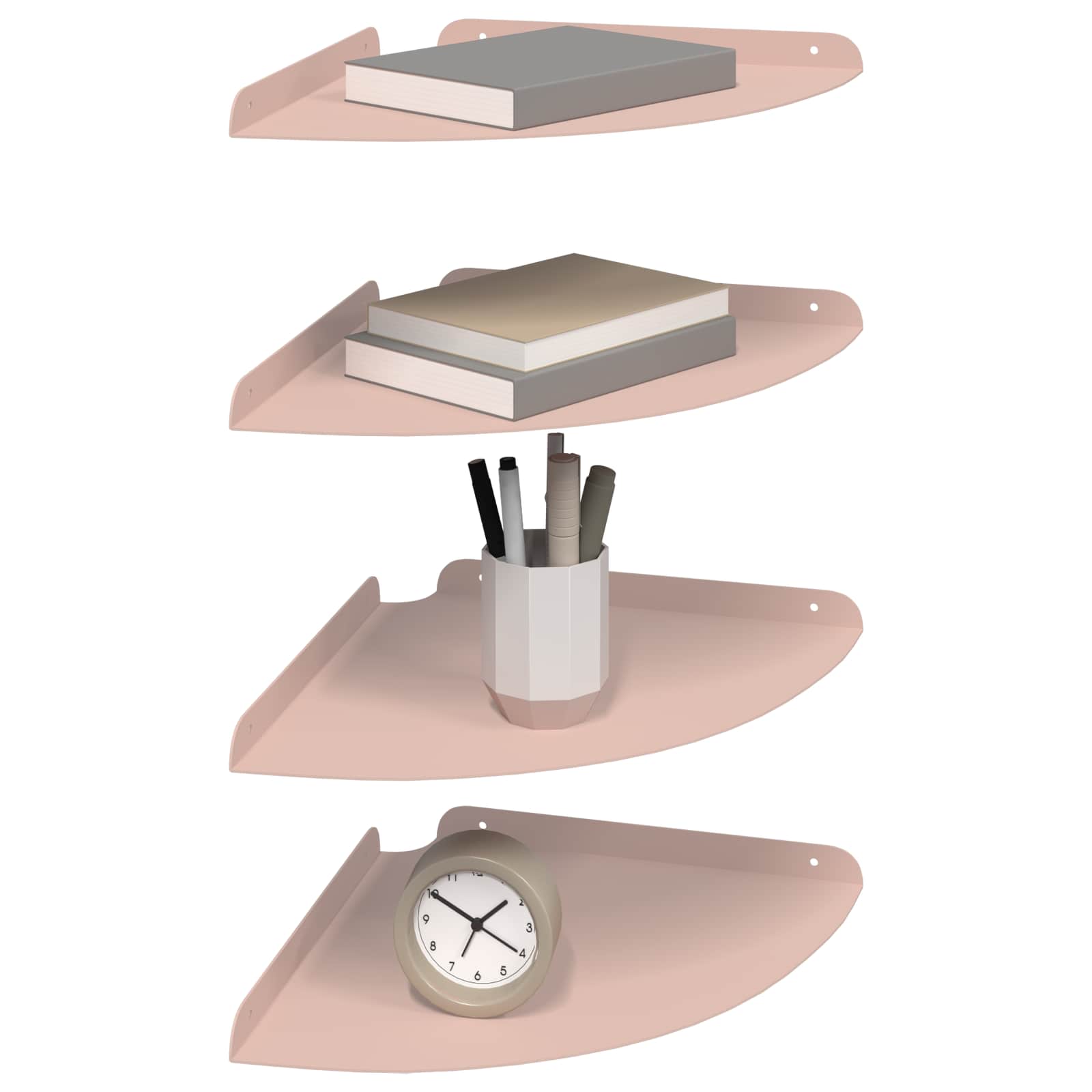 Svævende hylde med hylde 4 pcs Lyserød 30 x 30 x 2 cm