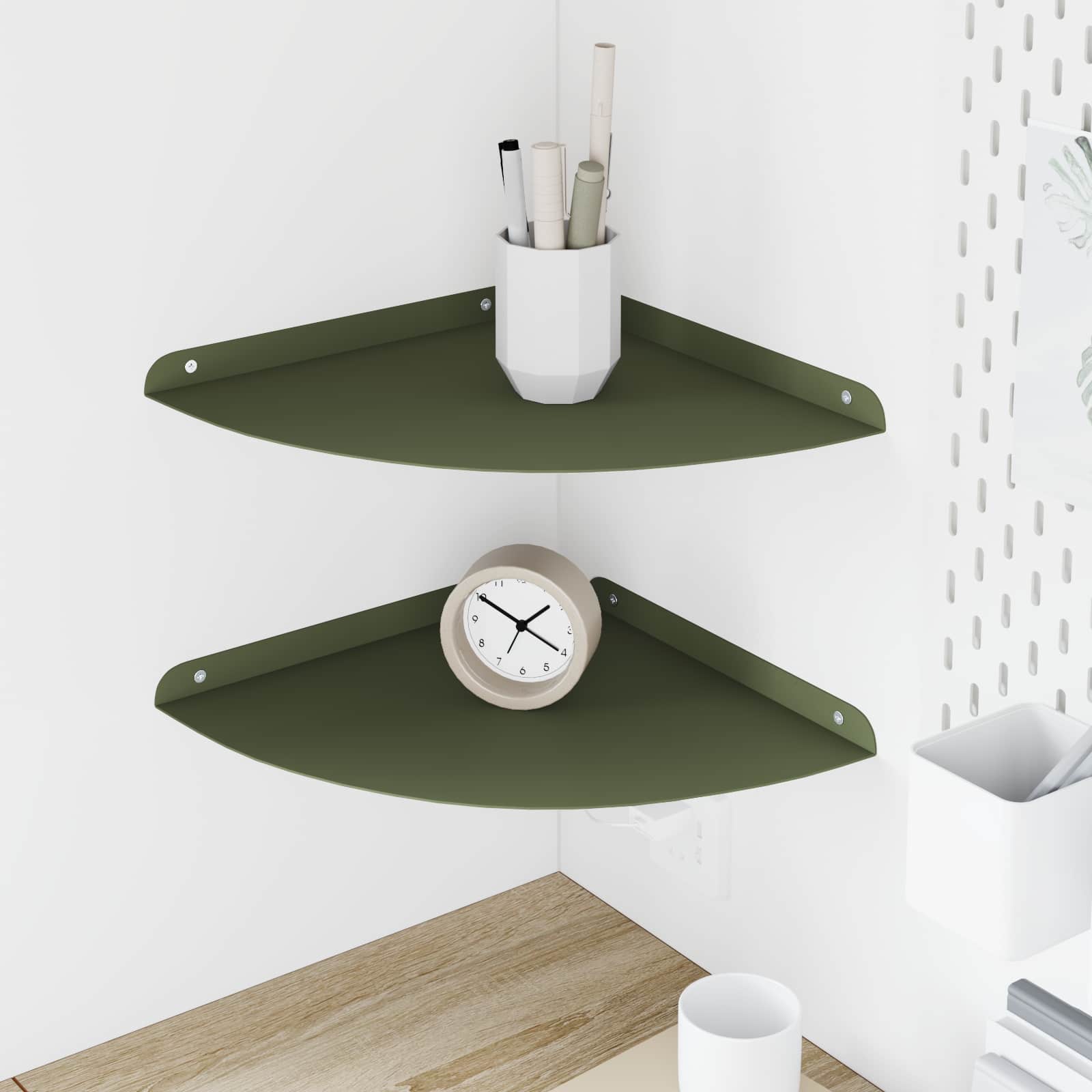 Svævende hylde med hylde 2 pcs Oliven grøn 30 x 30 x 2 cm