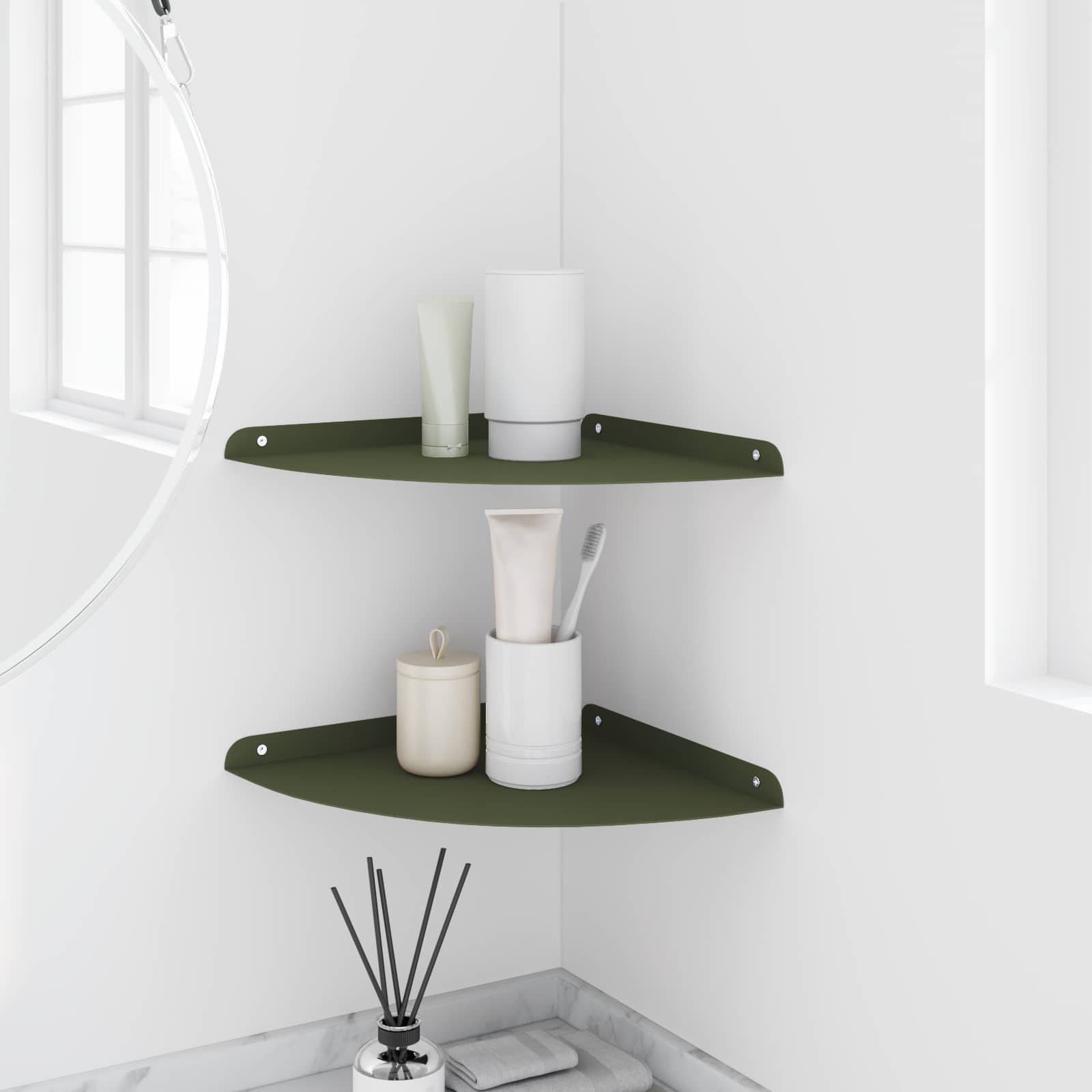 Svævende hylde med hylde 2 pcs Oliven grøn 30 x 30 x 2 cm