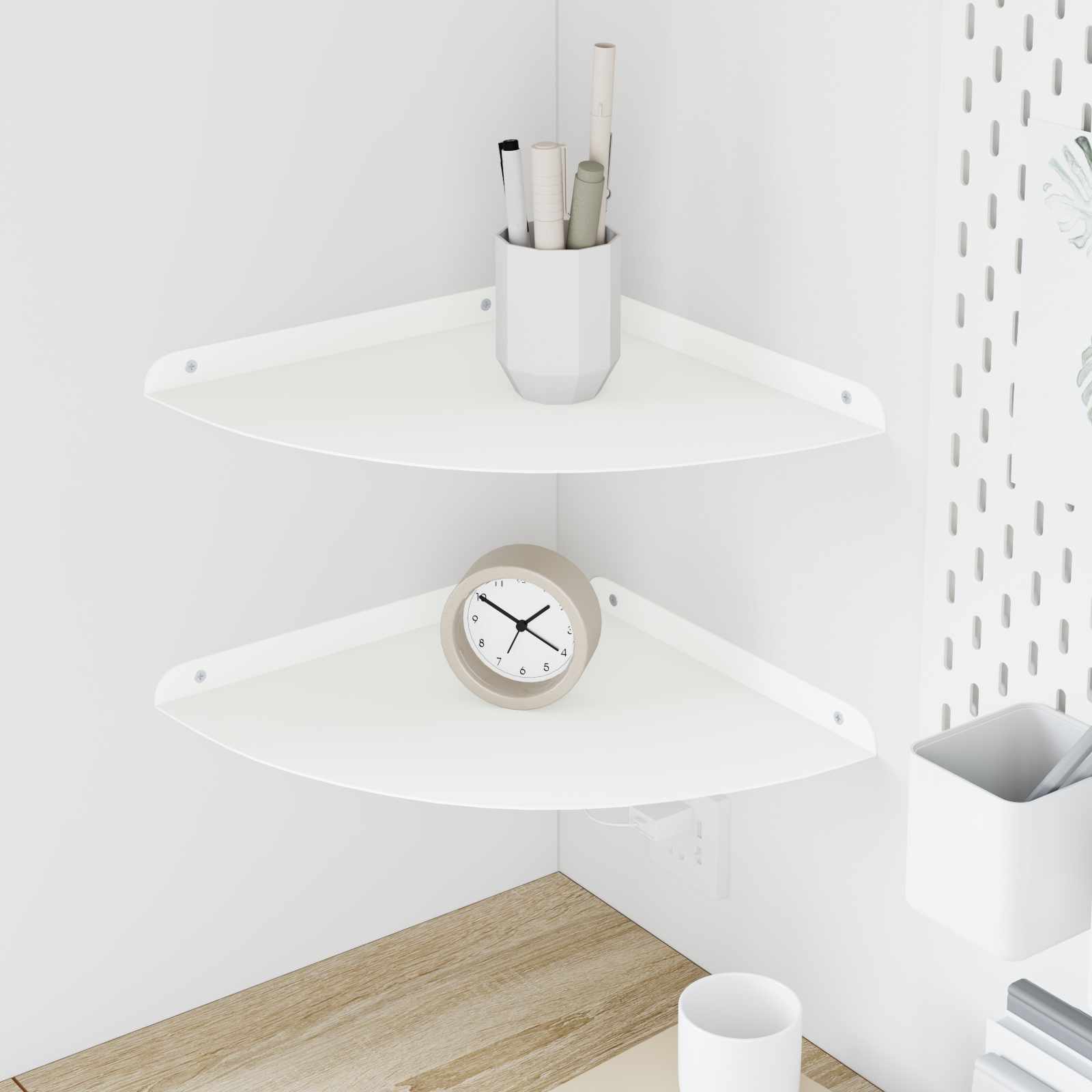 Svævende hylde med hylde 2 pcs Hvid 30 x 30 x 2 cm