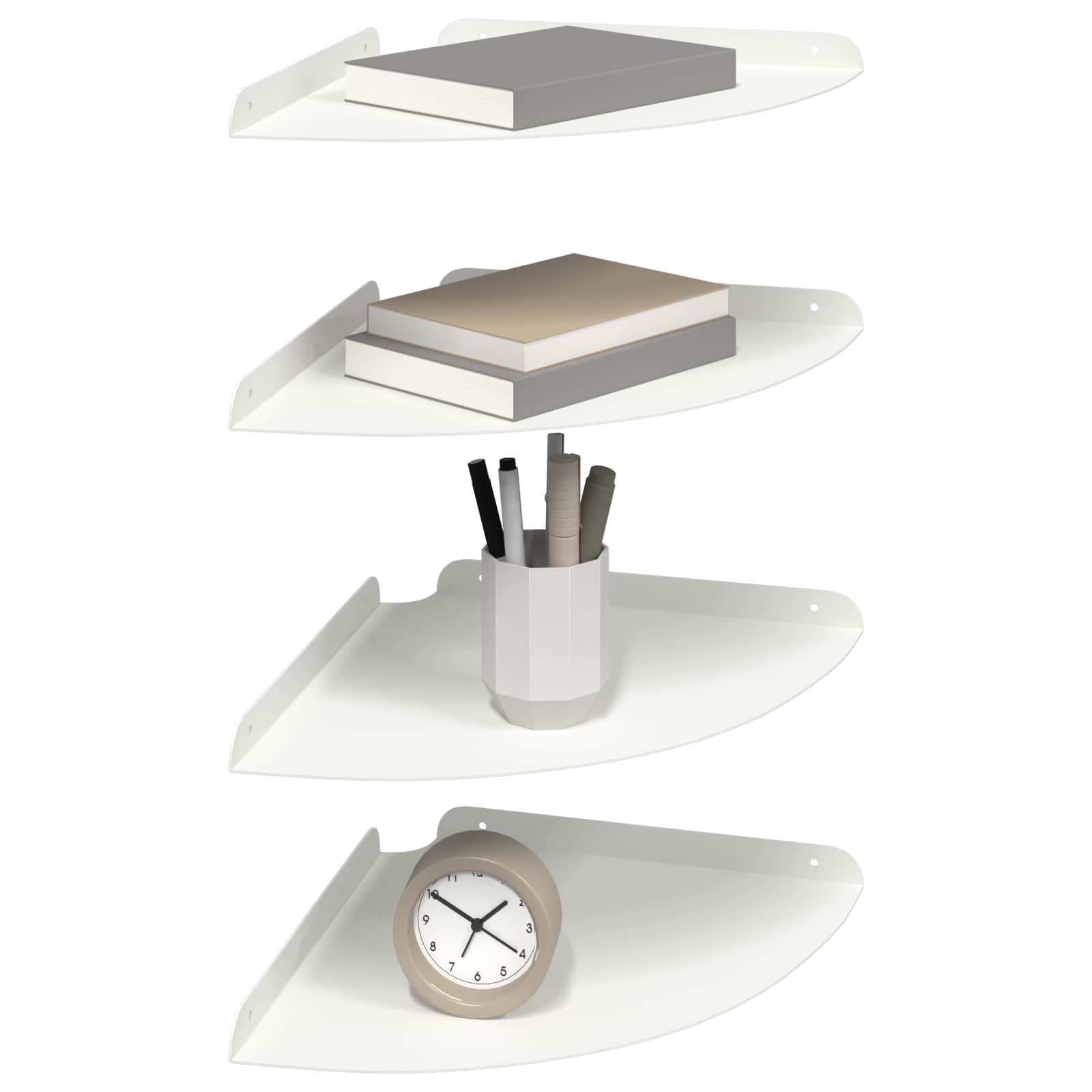 Svævende hylde med hylde 4 pcs Hvid 30 x 30 x 2 cm