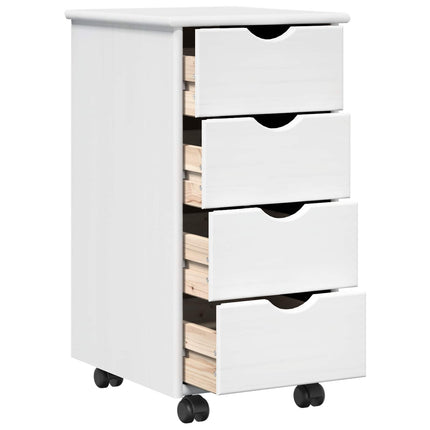 Rullende skab med hjul Hvid 34 x 39 x 65,5 cm Massivt fyrretræ