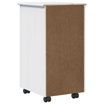 Rullende skab med hjul Hvid 34 x 39 x 65,5 cm Massivt fyrretræ
