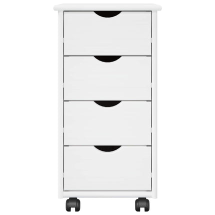 Rullende skab med hjul Hvid 34 x 39 x 65,5 cm Massivt fyrretræ