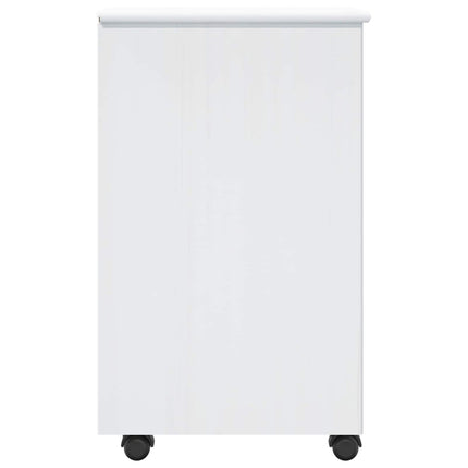 Rullende skab med hjul Hvid 34 x 39 x 65,5 cm Massivt fyrretræ