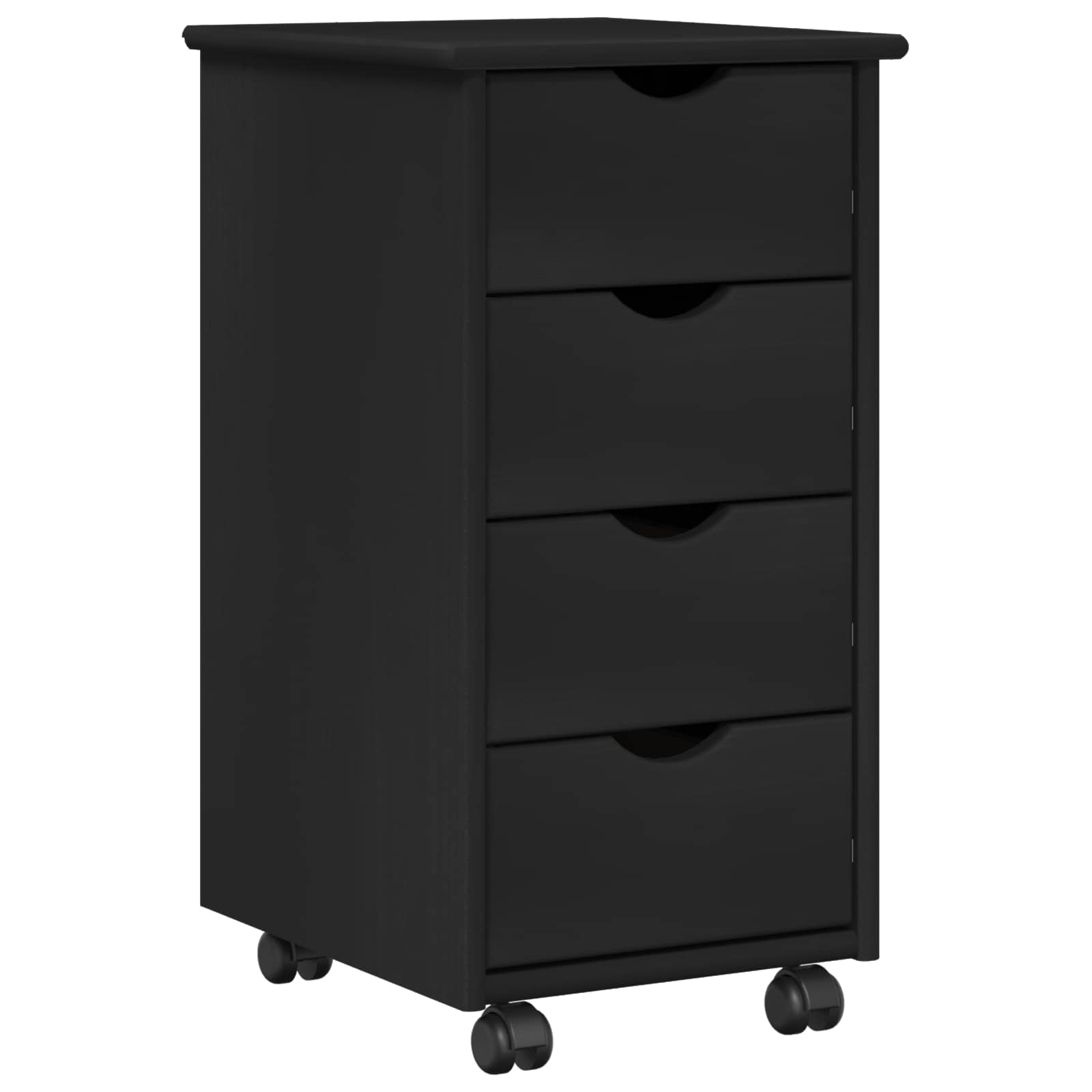 Rullende skab med hjul Sort 34 x 39 x 65,5 cm Massivt fyrretræ