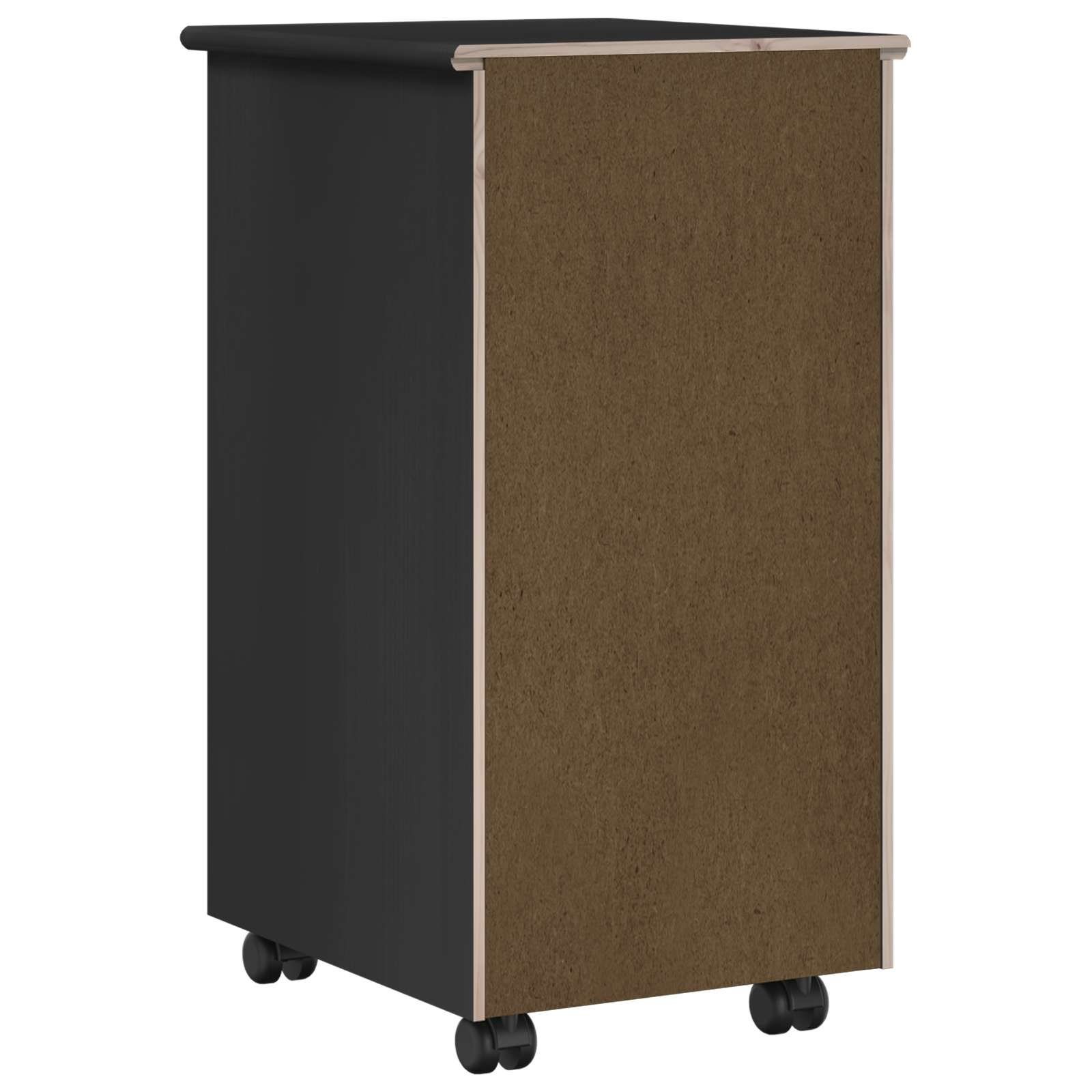 Rullende skab med hjul Sort 34 x 39 x 65,5 cm Massivt fyrretræ