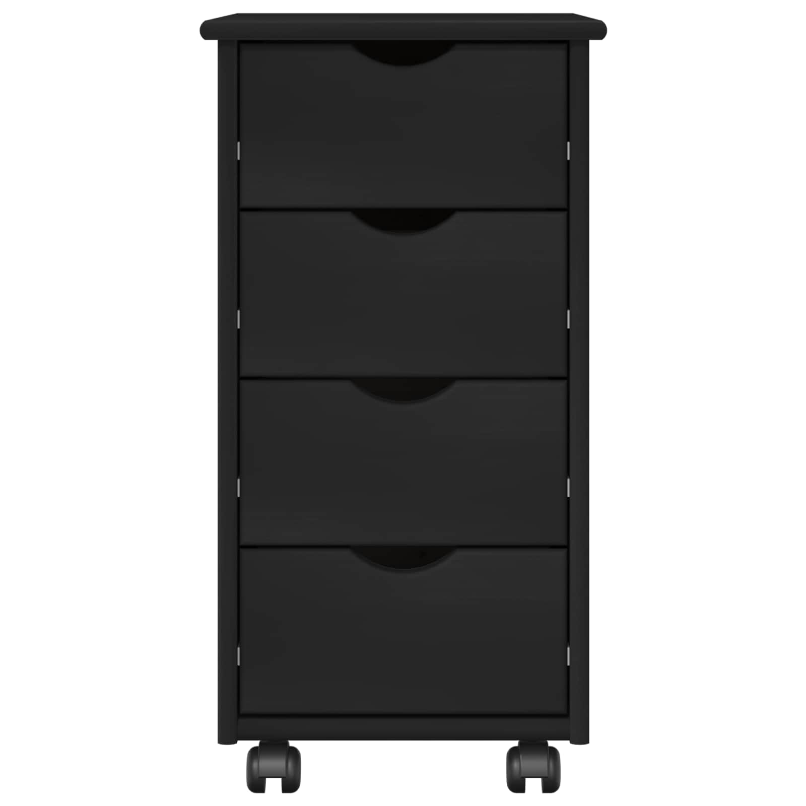 Rullende skab med hjul Sort 34 x 39 x 65,5 cm Massivt fyrretræ