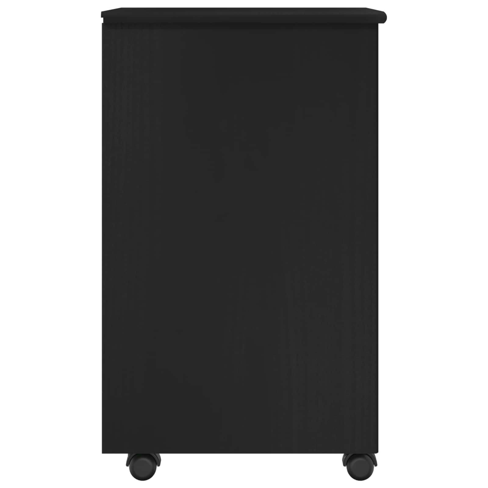 Rullende skab med hjul Sort 34 x 39 x 65,5 cm Massivt fyrretræ