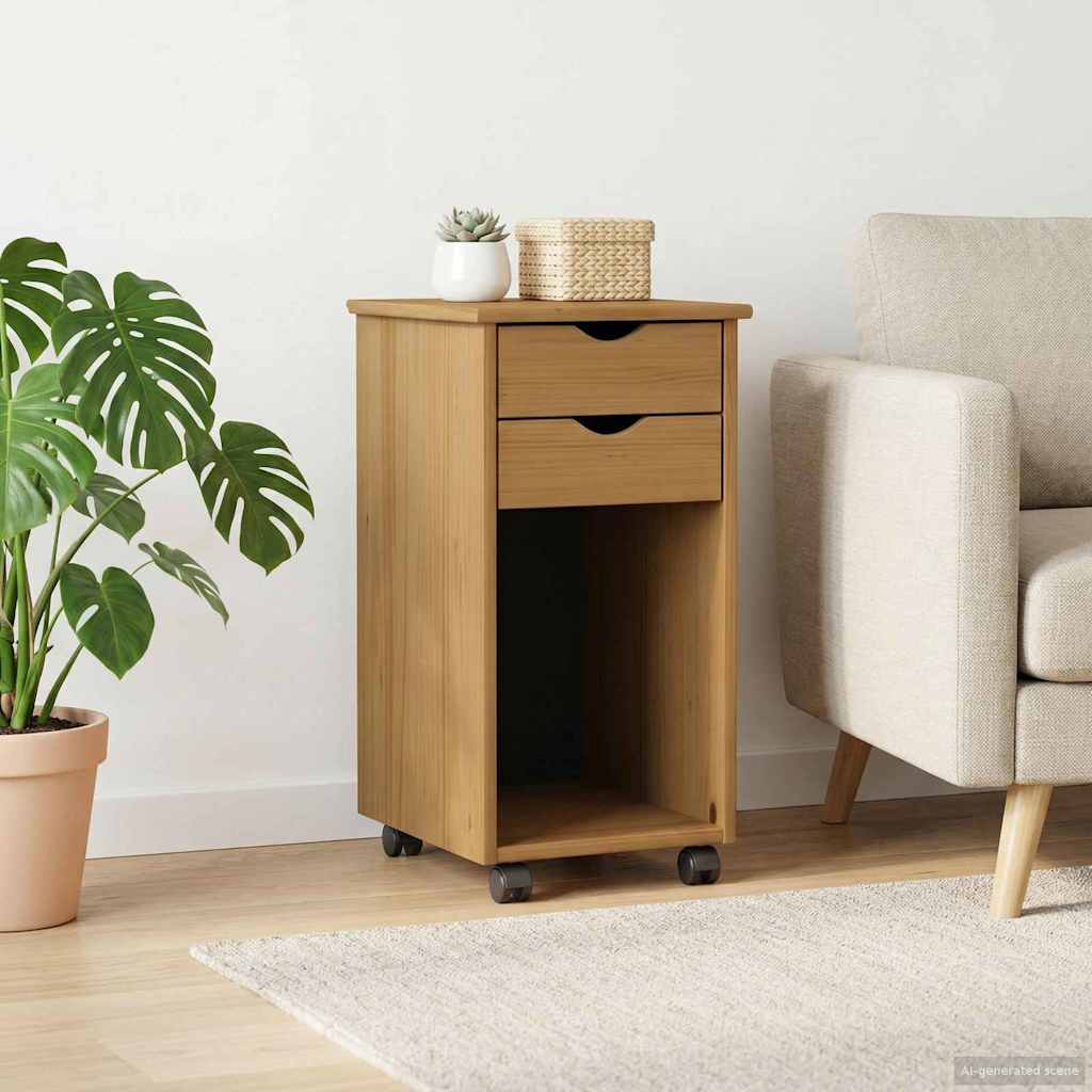 Rullende skab HonningBrun 34 x 39 x 65,5 cm Massivt fyrretræ