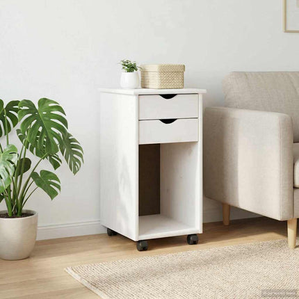 Rullende skab Hvid 34 x 39 x 65,5 cm Massivt fyrretræ