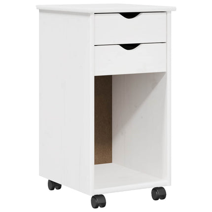 Rullende skab Hvid 34 x 39 x 65,5 cm Massivt fyrretræ