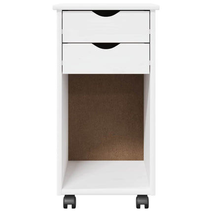 Rullende skab Hvid 34 x 39 x 65,5 cm Massivt fyrretræ