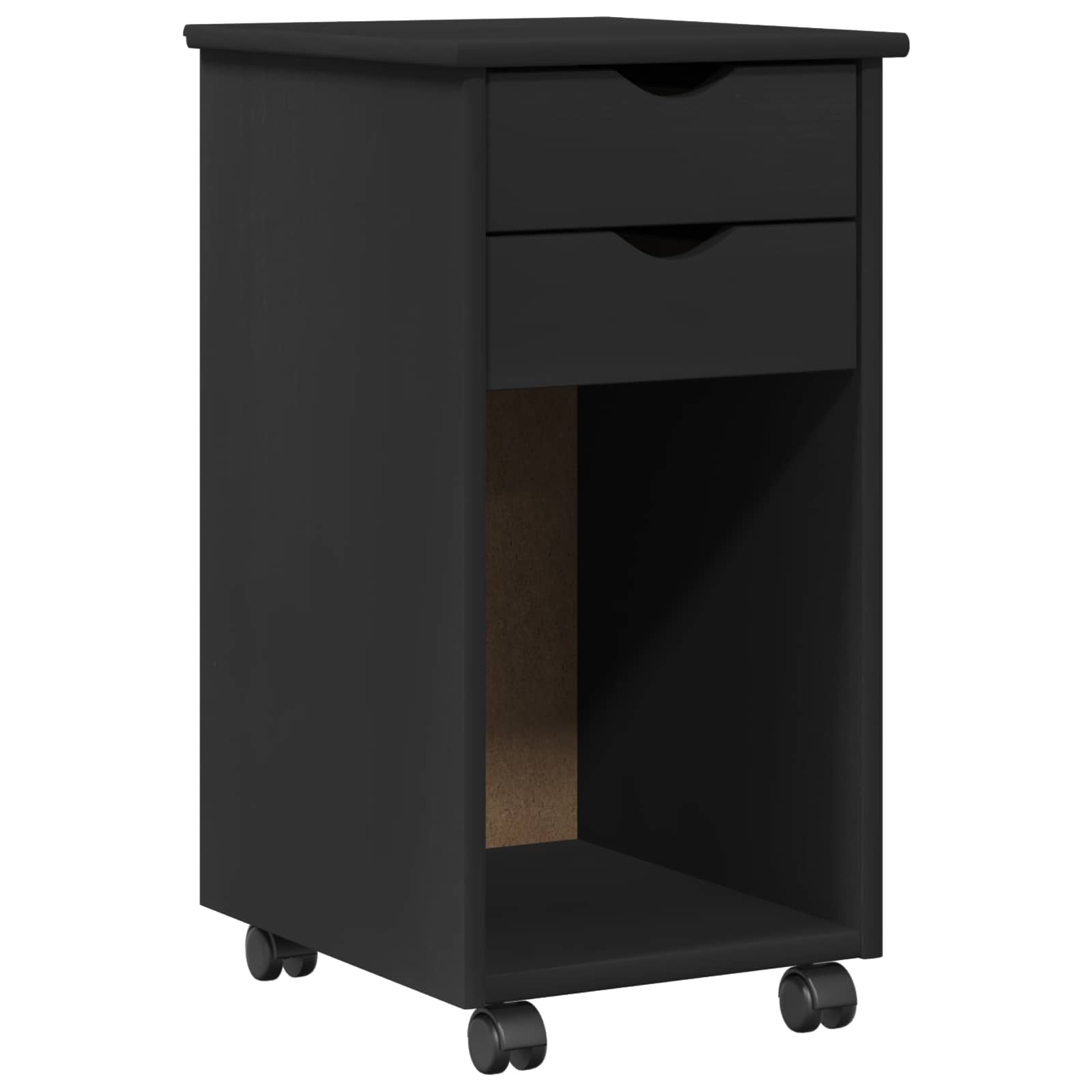 Rullende skab Sort 34 x 39 x 65,5 cm Massivt fyrretræ