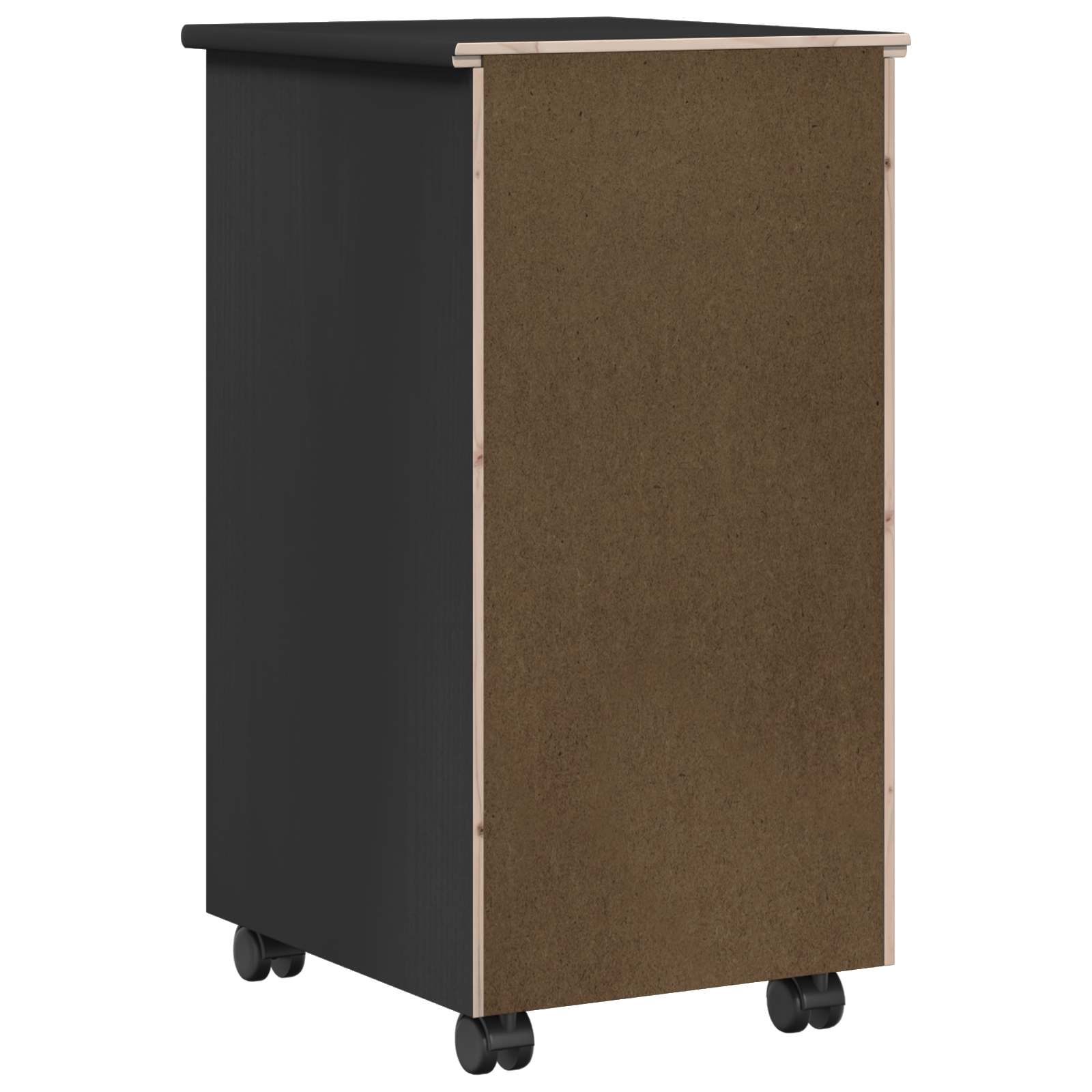 Rullende skab Sort 34 x 39 x 65,5 cm Massivt fyrretræ