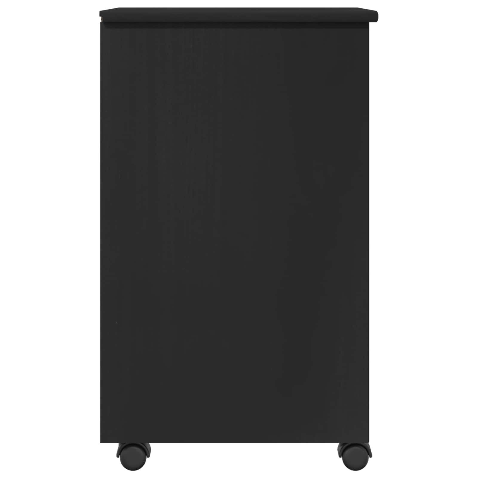 Rullende skab Sort 34 x 39 x 65,5 cm Massivt fyrretræ