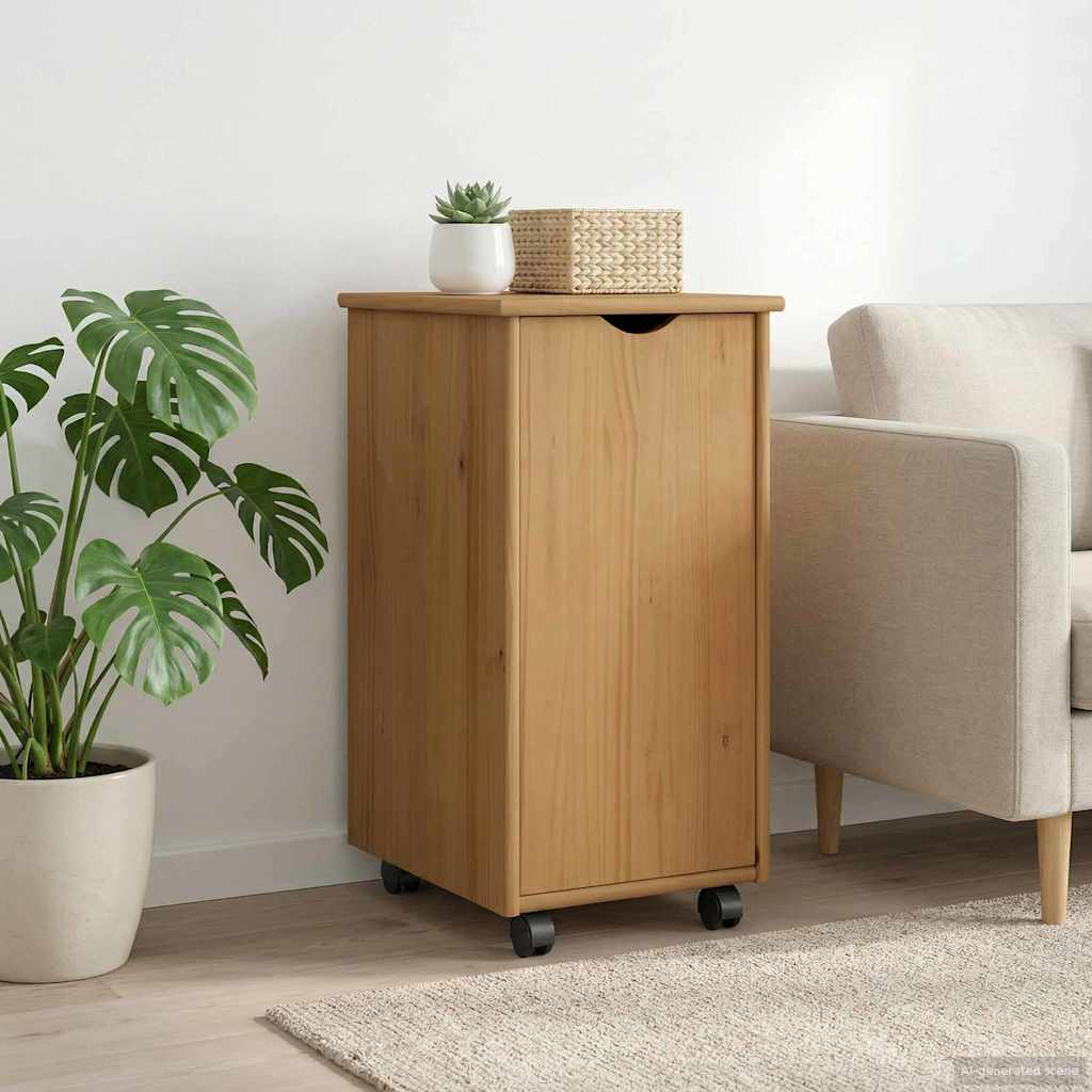 Rullende skab Honningbrun 34 x 39 x 65,5 cm Massivt fyrretræ