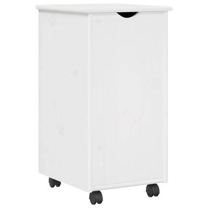 Rullende skab med hjul Hvid 34 x 39 x 65,5 cm Massivt fyrretræ