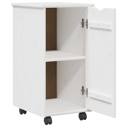 Rullende skab med hjul Hvid 34 x 39 x 65,5 cm Massivt fyrretræ