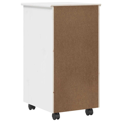 Rullende skab med hjul Hvid 34 x 39 x 65,5 cm Massivt fyrretræ