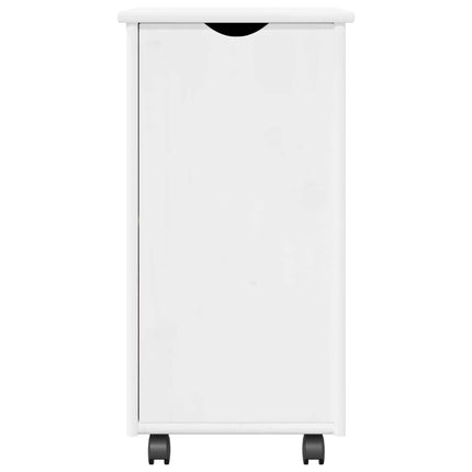 Rullende skab med hjul Hvid 34 x 39 x 65,5 cm Massivt fyrretræ