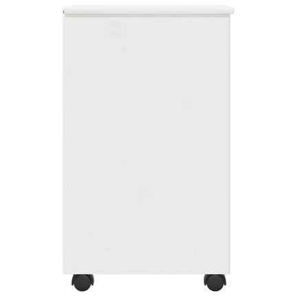 Rullende skab med hjul Hvid 34 x 39 x 65,5 cm Massivt fyrretræ