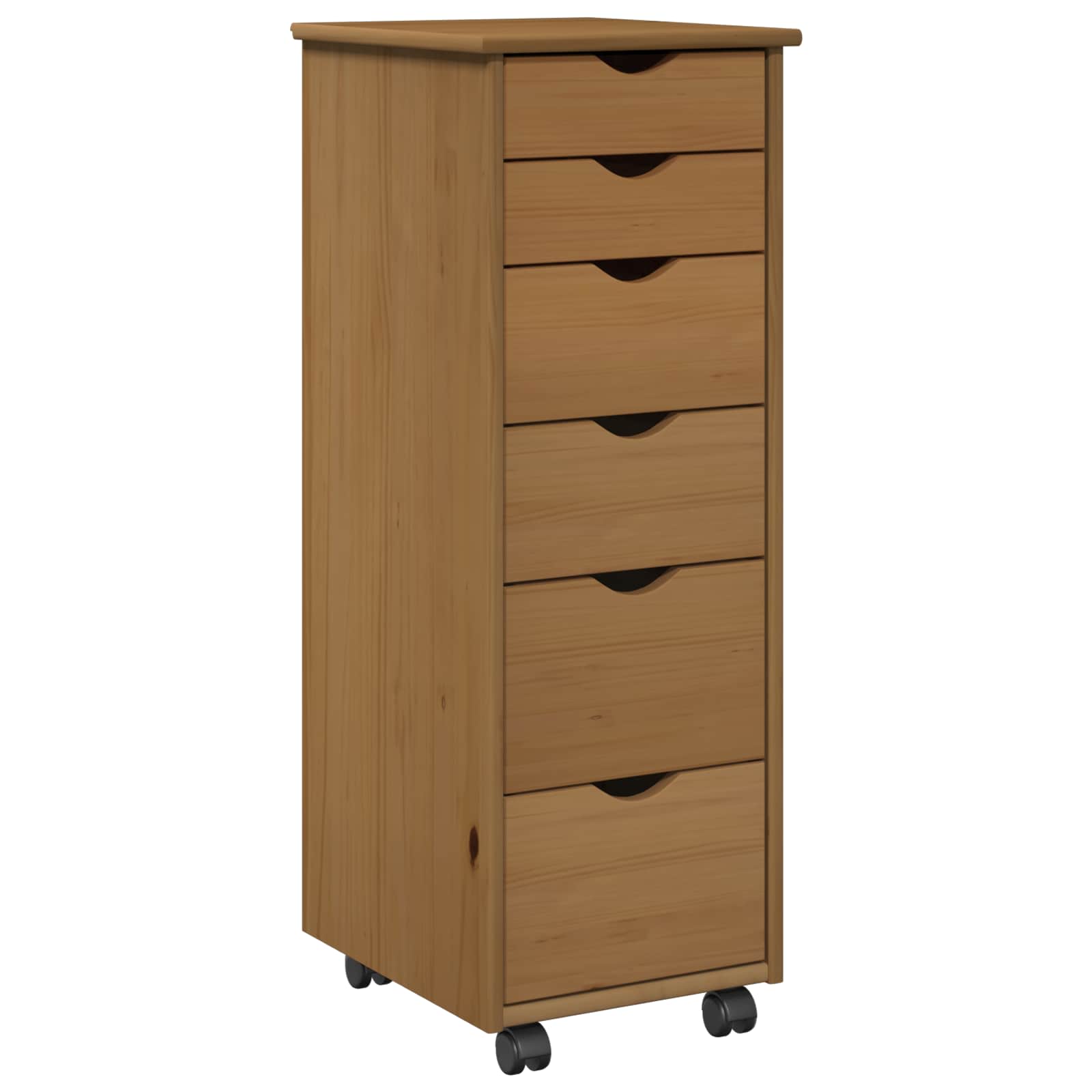 Rullende skab Honningbrun 34 x 39 x 93,5 cm Massivt fyrretræ