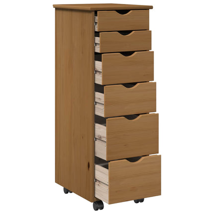 Rullende skab Honningbrun 34 x 39 x 93,5 cm Massivt fyrretræ
