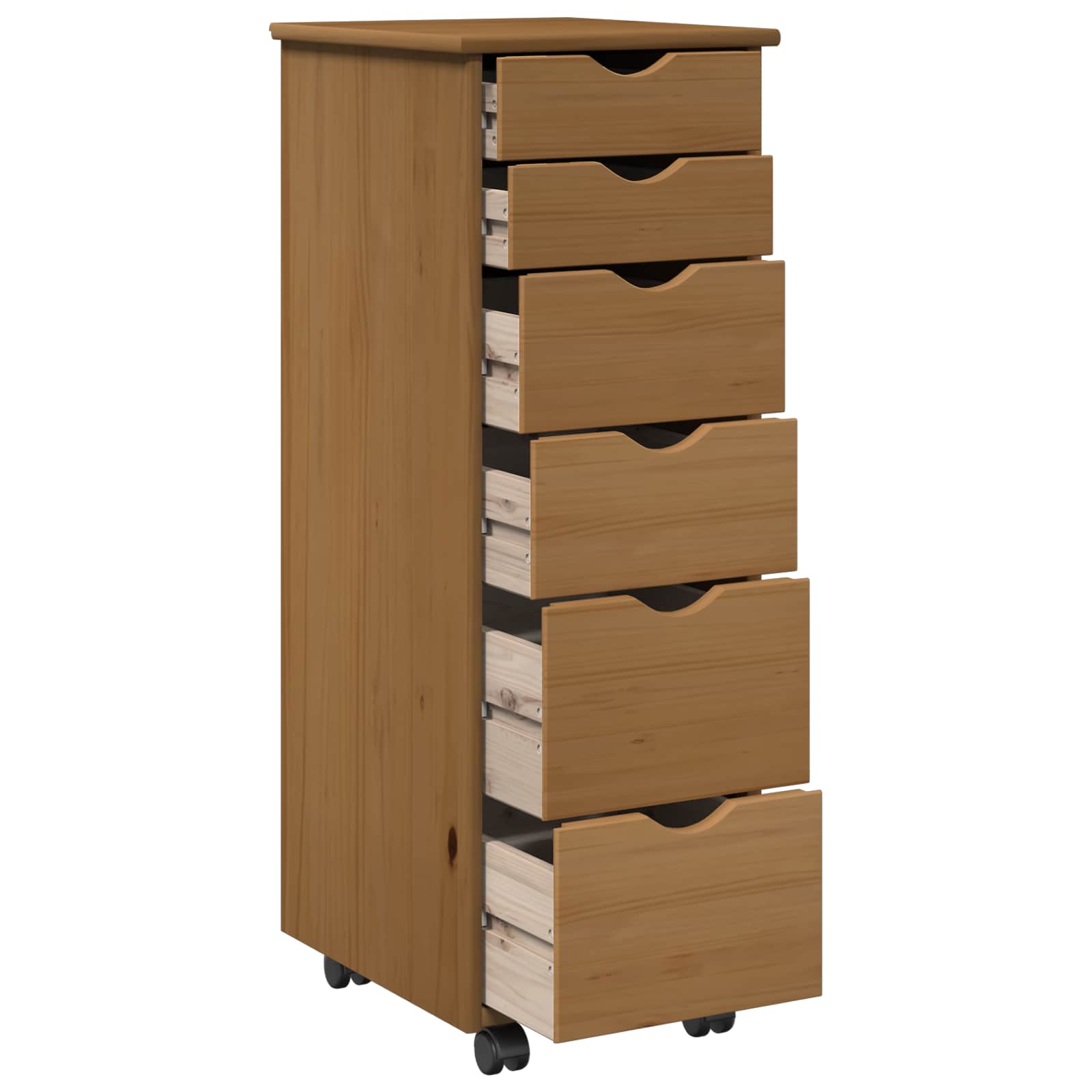 Rullende skab Honningbrun 34 x 39 x 93,5 cm Massivt fyrretræ