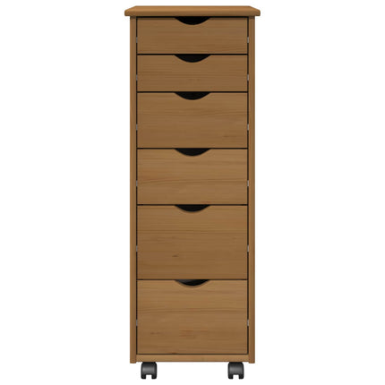 Rullende skab Honningbrun 34 x 39 x 93,5 cm Massivt fyrretræ