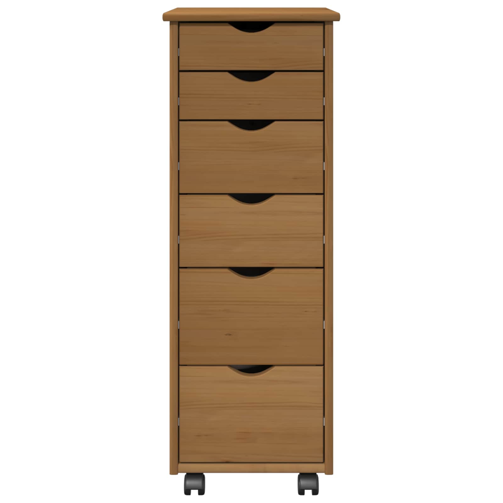 Rullende skab Honningbrun 34 x 39 x 93,5 cm Massivt fyrretræ