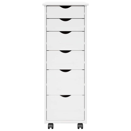 Rullende skab med hjul Hvid 34 x 39 x 93,5 cm Massivt fyrretræ