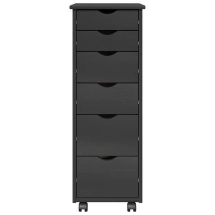 Rullende skab 34 x 39 x 93,5 cm Massivt fyrretræ Grå