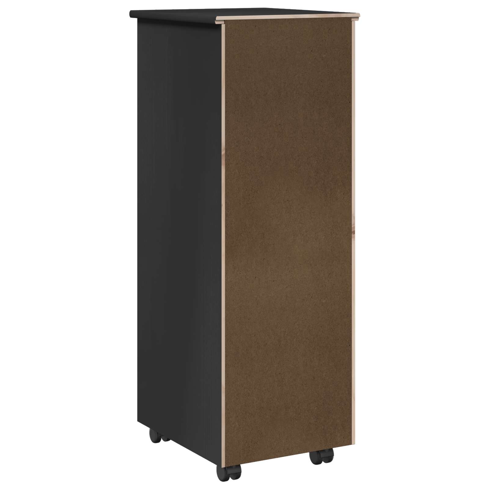 Rullende skab med hjul Sort 34 x 39 x 93,5 cm Massivt fyrretræ