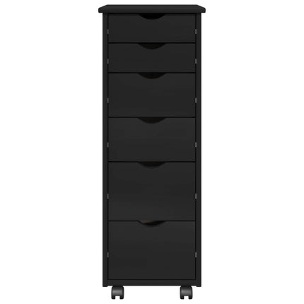 Rullende skab 34 x 39 x 93,5 cm Massivt fyrretræ Sort
