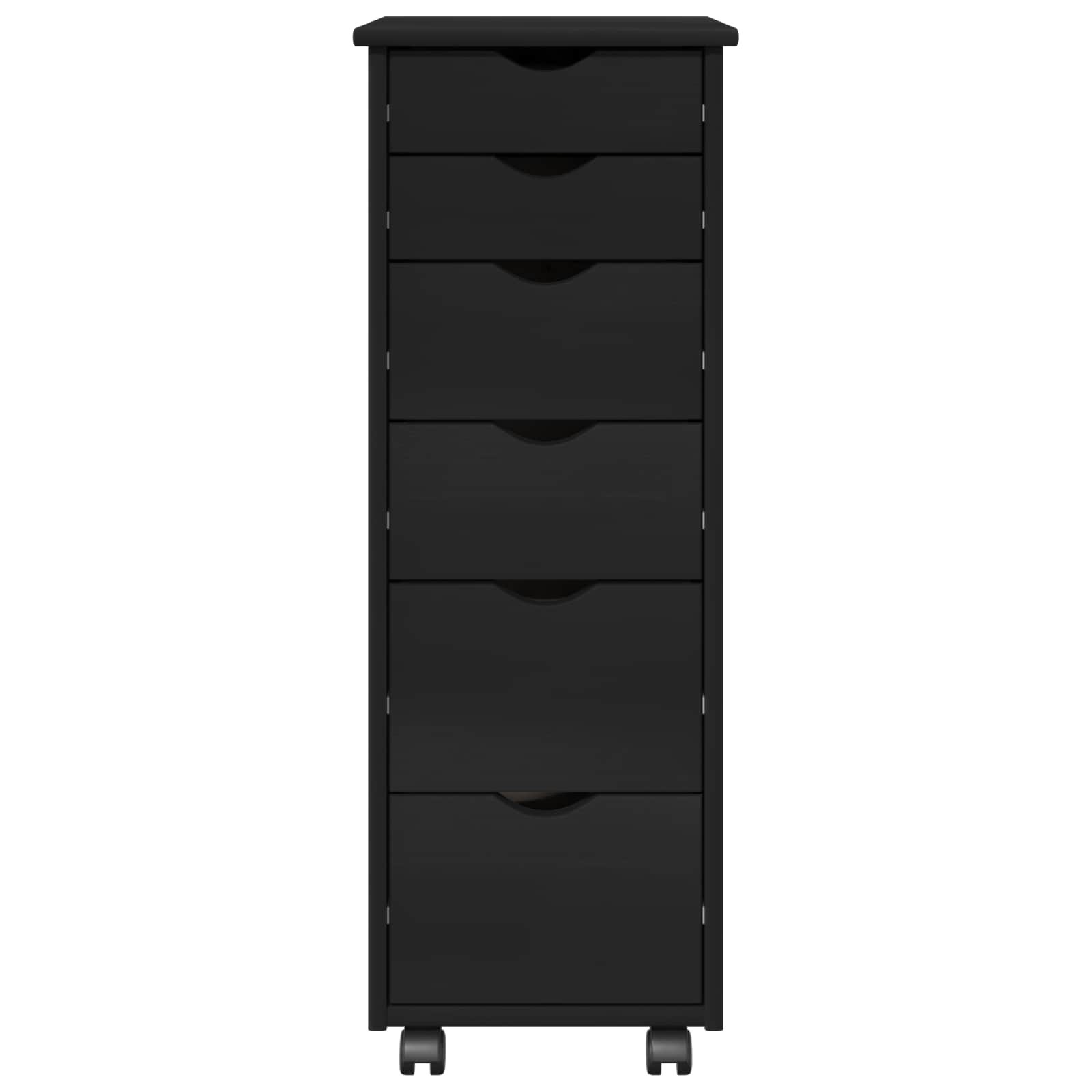 Rullende skab med hjul Sort 34 x 39 x 93,5 cm Massivt fyrretræ