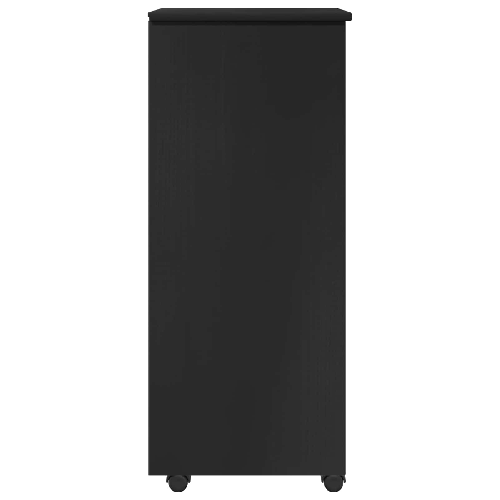 Rullende skab med hjul Sort 34 x 39 x 93,5 cm Massivt fyrretræ