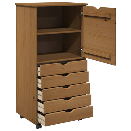 Rullende skab Honningbrun 53 x 39 x 103 cm Massivt fyrretræ