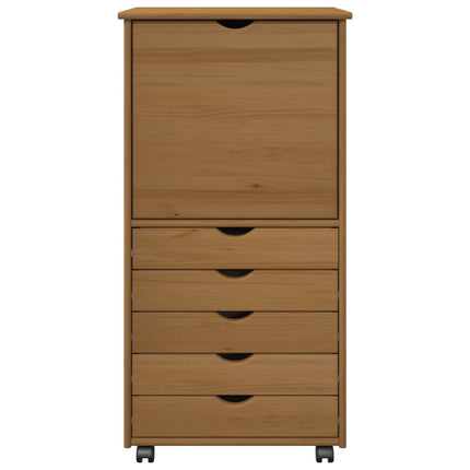 Rullende skab Honningbrun 53 x 39 x 103 cm Massivt fyrretræ