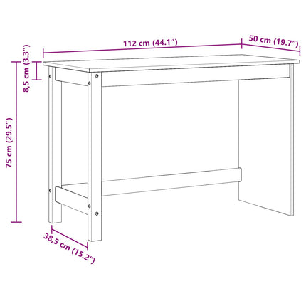 Bord Sort 112 x 50 x 75 cm Massivt fyrretræ