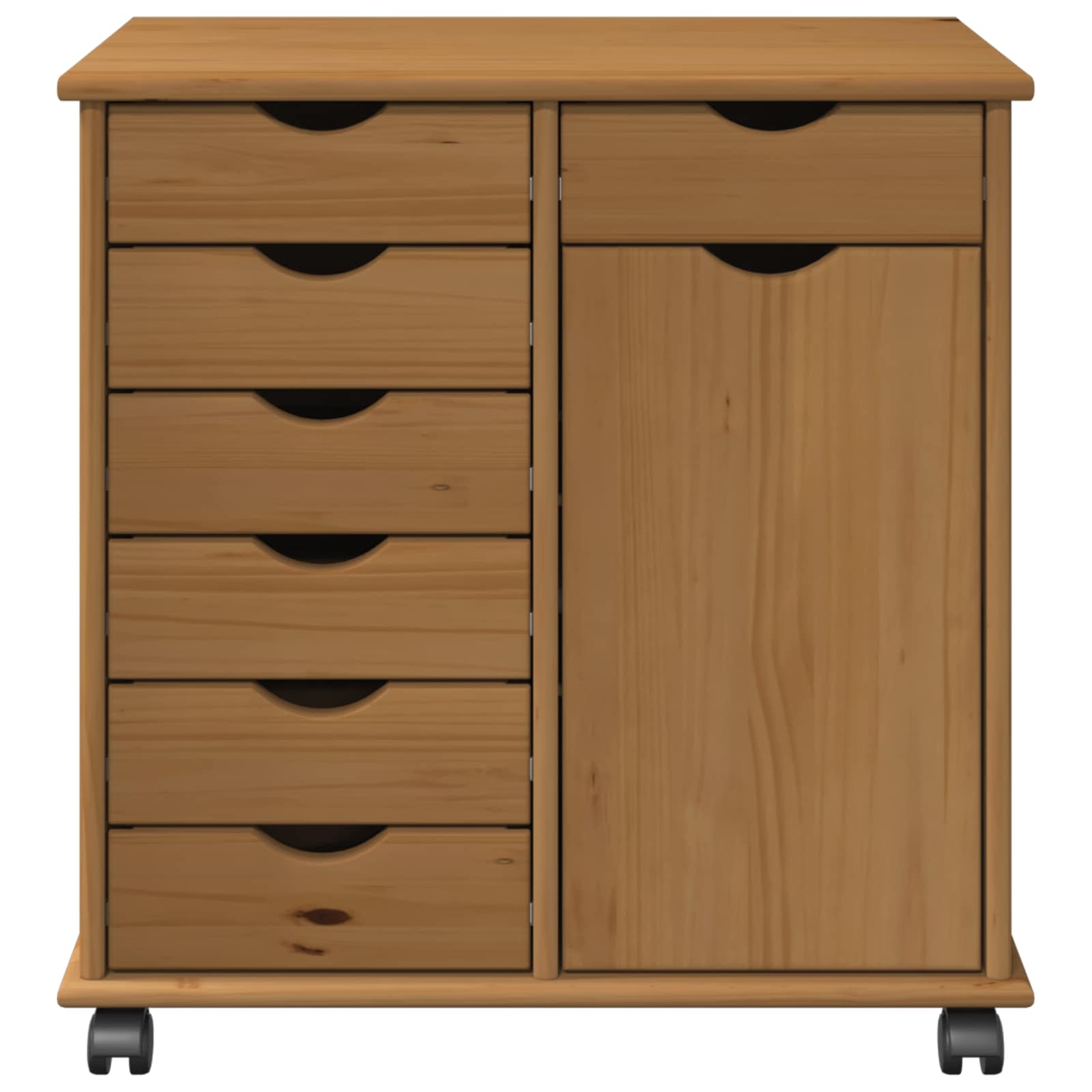 Rullende skab Honningbrun 63,5 x 39 x 65,5 cm Massivt fyrretræ