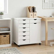 Rullende skab Hvid 63,5 x 39 x 65,5 cm Massivt fyrretræ