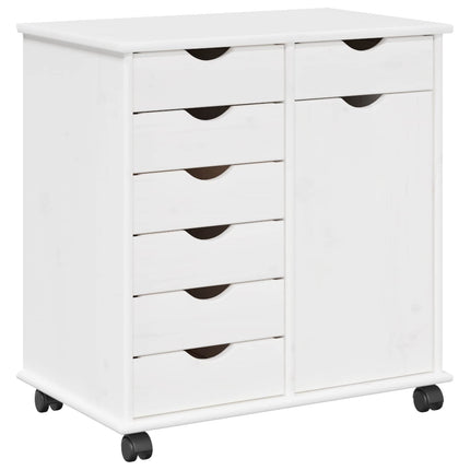 Rullende skab 63,5 x 39 x 65,5 cm Massivt fyrretræ Hvid