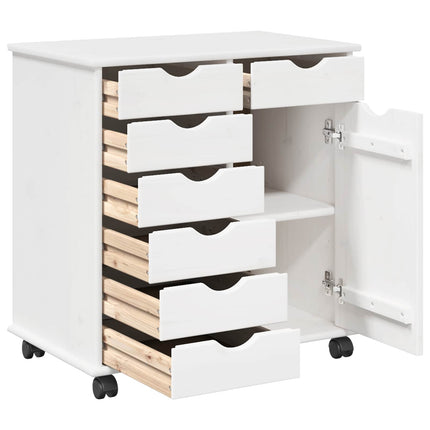 Rullende skab 63,5 x 39 x 65,5 cm Massivt fyrretræ Hvid